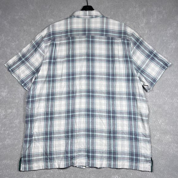 Tommy Bahama Zamora Plaid Silk Shirt Men XXL Gray Green Short Sleeve - Picture 7 of 13